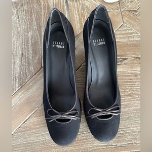 EUC Stuart Weitzman Black Heels 9.5 Black w Black Trim